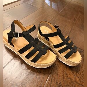 Soda Black Platform Espadrille Sandals